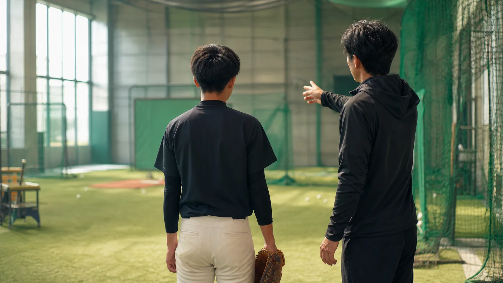 トレーナーから説明を受ける中学生のイメージ